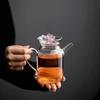 Pink Butterfly Glass Teacup Teapot Chinese Retro High Borosilicate Glass Song Style Handled Pot White Tea