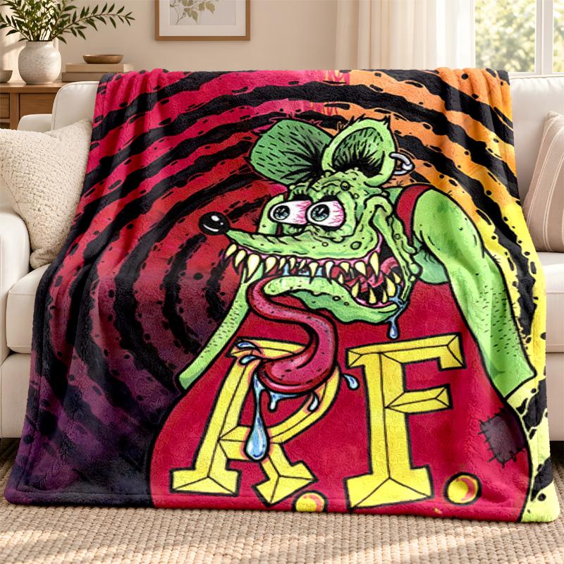 Rat Fink blanket Flannel Blanket Soft Cozy Plush Throw for Sofa Bed Lightweight Home Decoration Outdoor camping