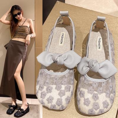 Сандалии весна/лето дышащая сетка плоская подошва Bean Fairy с юбкой Baotou Single Shoes