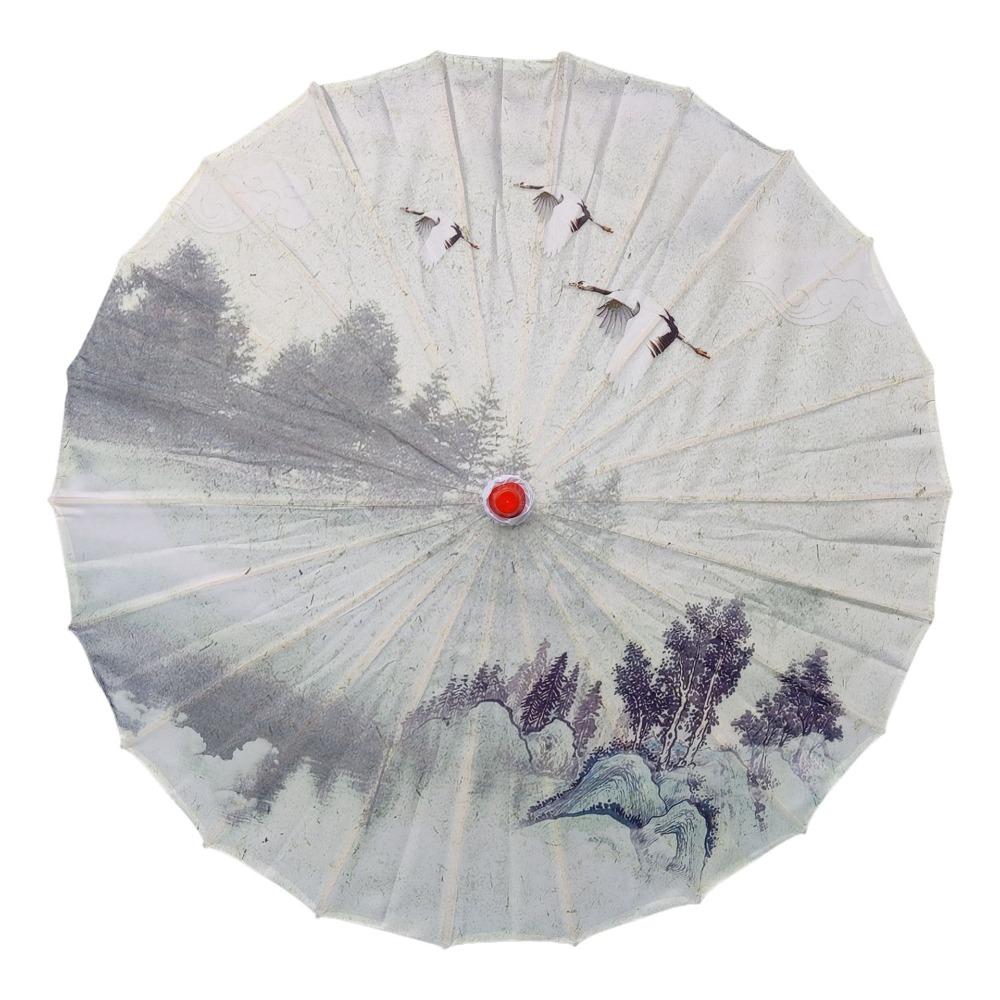 Vintage 70 cm Silk Cloth Women Umbrella Handheld Folding Classical Oil Paper Umbrella Rainproof Decorative Costume Parasol Party