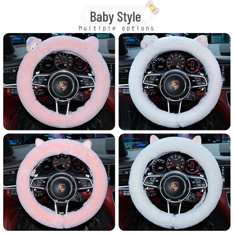 Plush Goddess Style Steering Wheel Cover for Winter - Cute, Non-Slip, Universal Fit for Four Seasons