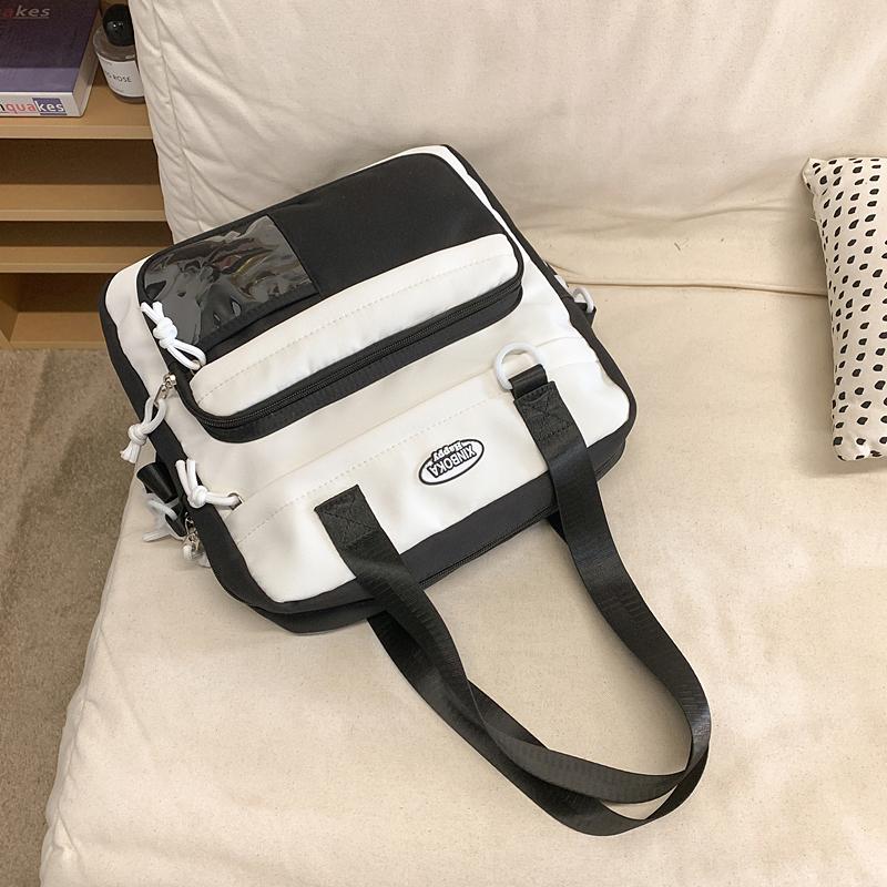 Women's Shoulder Bag Color Block College Style Student Crossbody Bag Class Book Bag