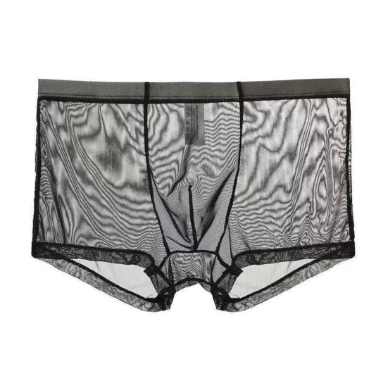 Мужские трусы-боксеры, летние ультратонкие сетчатые шорты-трусы средней посадки, U-образные сексуальные трусики