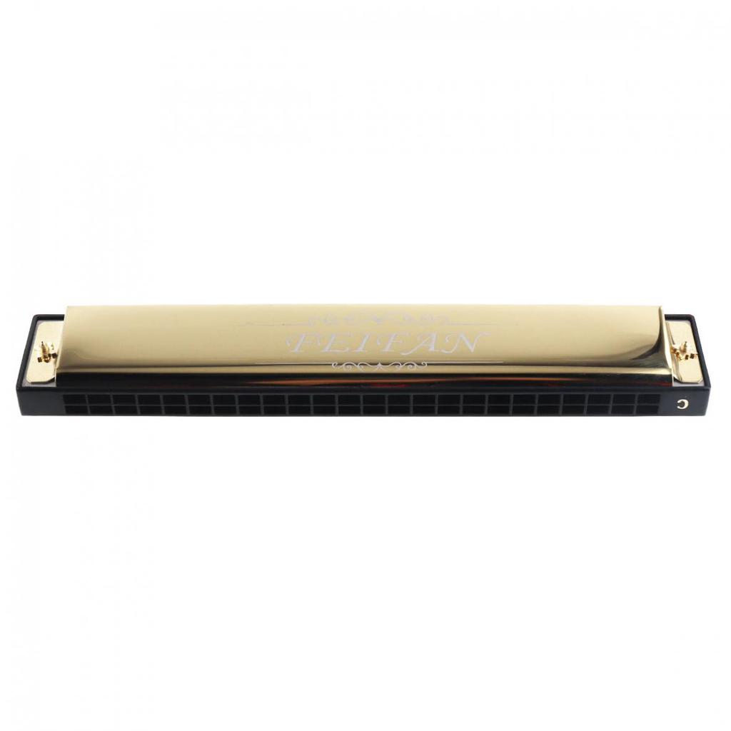 FEIFAN Gold 24 Holes 8K Titanium Harmonica Tremolo Tone Key C Harp Mouth Organ Musical Instruments