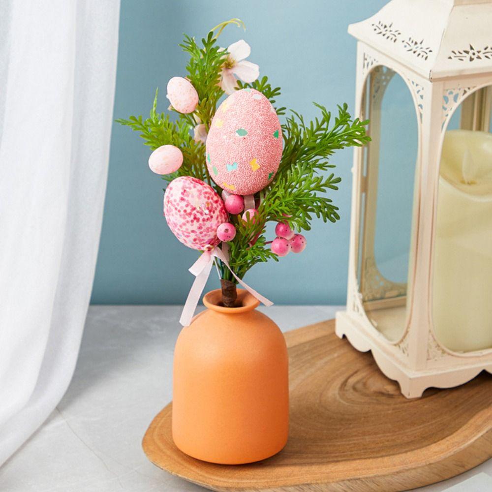 Artificial Eggs Tree Branch Colorful Painting Foam Egg Creative Fake Plant Festival Party