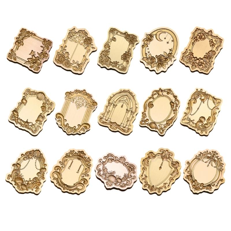 Antique Solid Brass Wax Seal Stamp Head Engraved Embossing Tool Seal Flower Frame for Handmade Letters Gift Wrapping