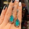 Модные серьги из серебра S925 с изумрудом и красным корундом, пересекающие границу