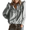 Women's Loose-fitting And Casual Long-sleeved Solid-color Denim Shirt