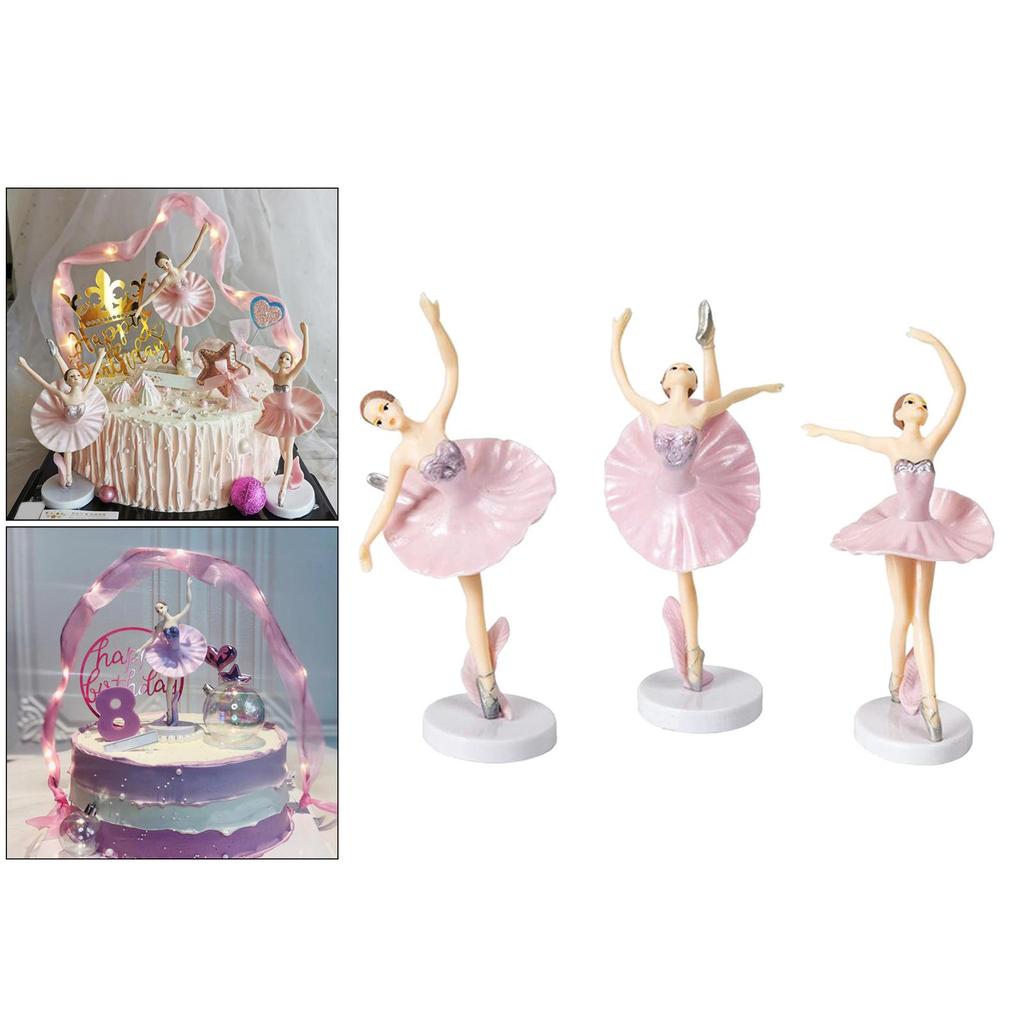 Ballerina Birthday 3 Pack Cake Topper Pink Ballet Slippers Cute Dancer Baby Girls Party Supplies Decor