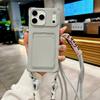 Кошелек-чехол с ремешком через плечо Solt Card Holder Silicone Case для iPhone 17 16 15 14 Pro Max 13 12 11 XR XS X 7 8 Plus Мягкая задняя крышка