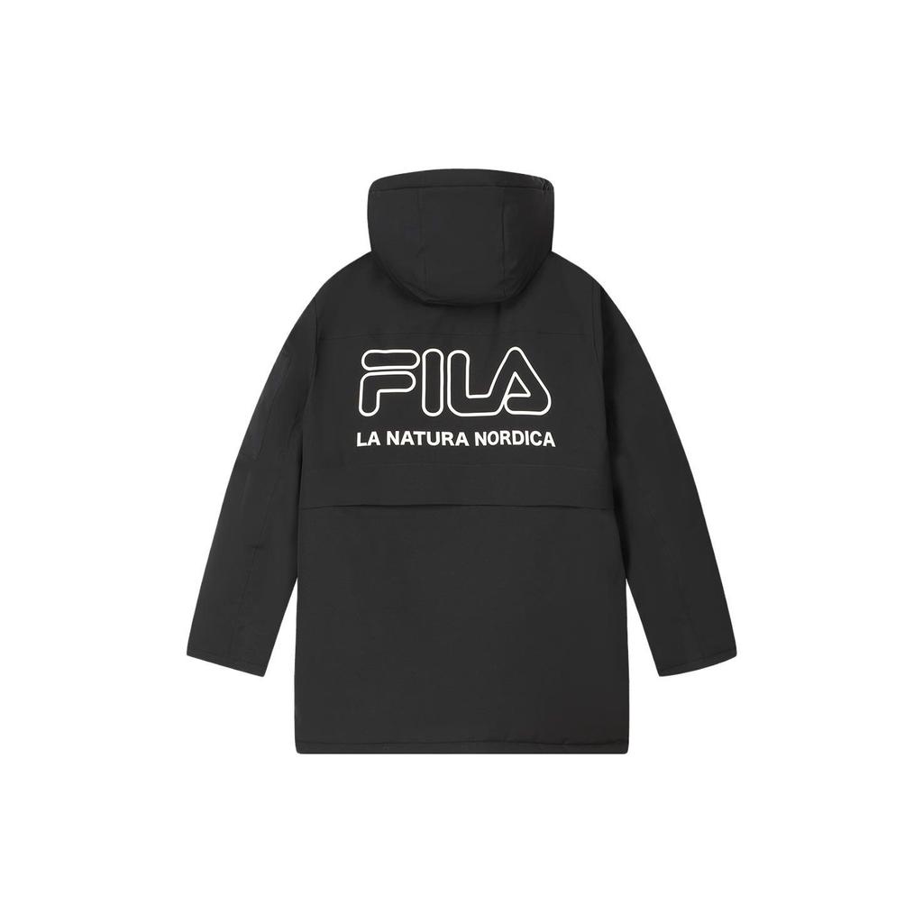 Fila Logo Printed Hooded Casual Mid-Length Down Jacket Men Outerwear F11M349904F-BK
