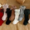 Kids Knit Socks for Girls Big Bowknot Decor Toddler Sweet Anti-Skid Cute Baby Socks Over-The-Knee Socks