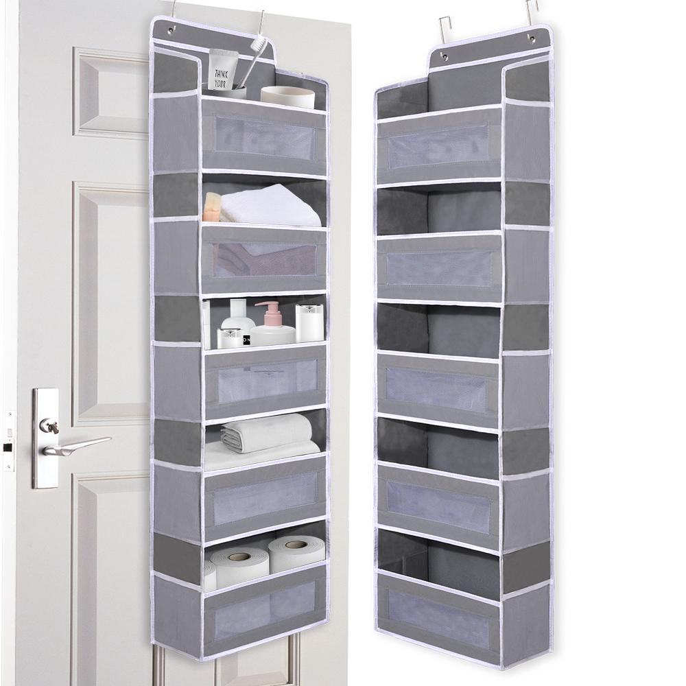 5-Shelf Hanging Storage Organizer Bag Organizer Door Storage Device with 5 Side Bags Mesh Window Storage for Bedroom Pantry