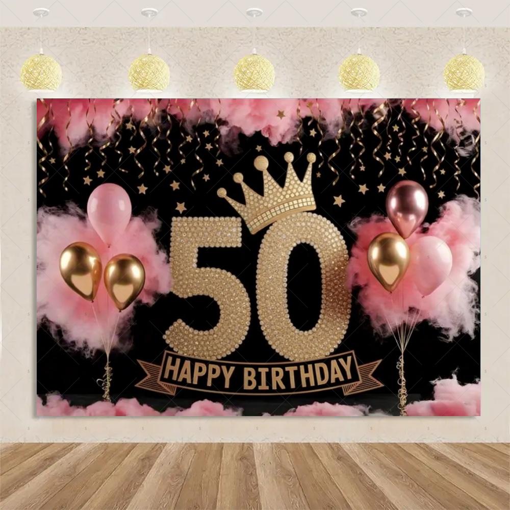 Декор для вечеринки в честь 50-летия Фон-сюрприз Цветной Блестящий Воздушный Шар Торт Подарок Баннер Семья Счастливый Фотостудия Реквизит