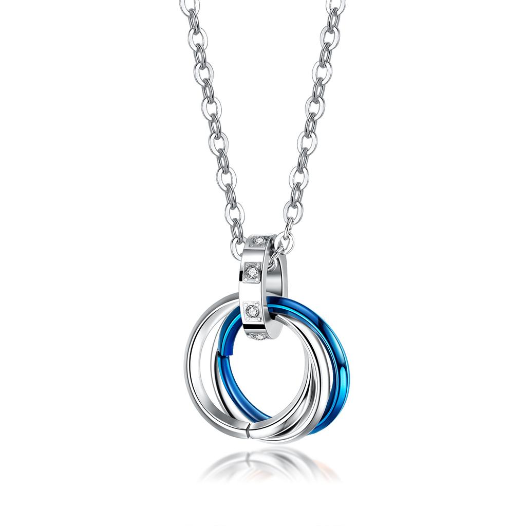 Cross Border Supply Three Ring Pendants Titanium Steel Interlocking Necklaces Men's Sweater Chains Couples' Stainless Steel Jewelry