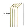 Reusable Metal Drinking Straws 304 Stainless Steel Sturdy Bent Straight Drinking Straw with Cleaning Brush Bar Party Accessory