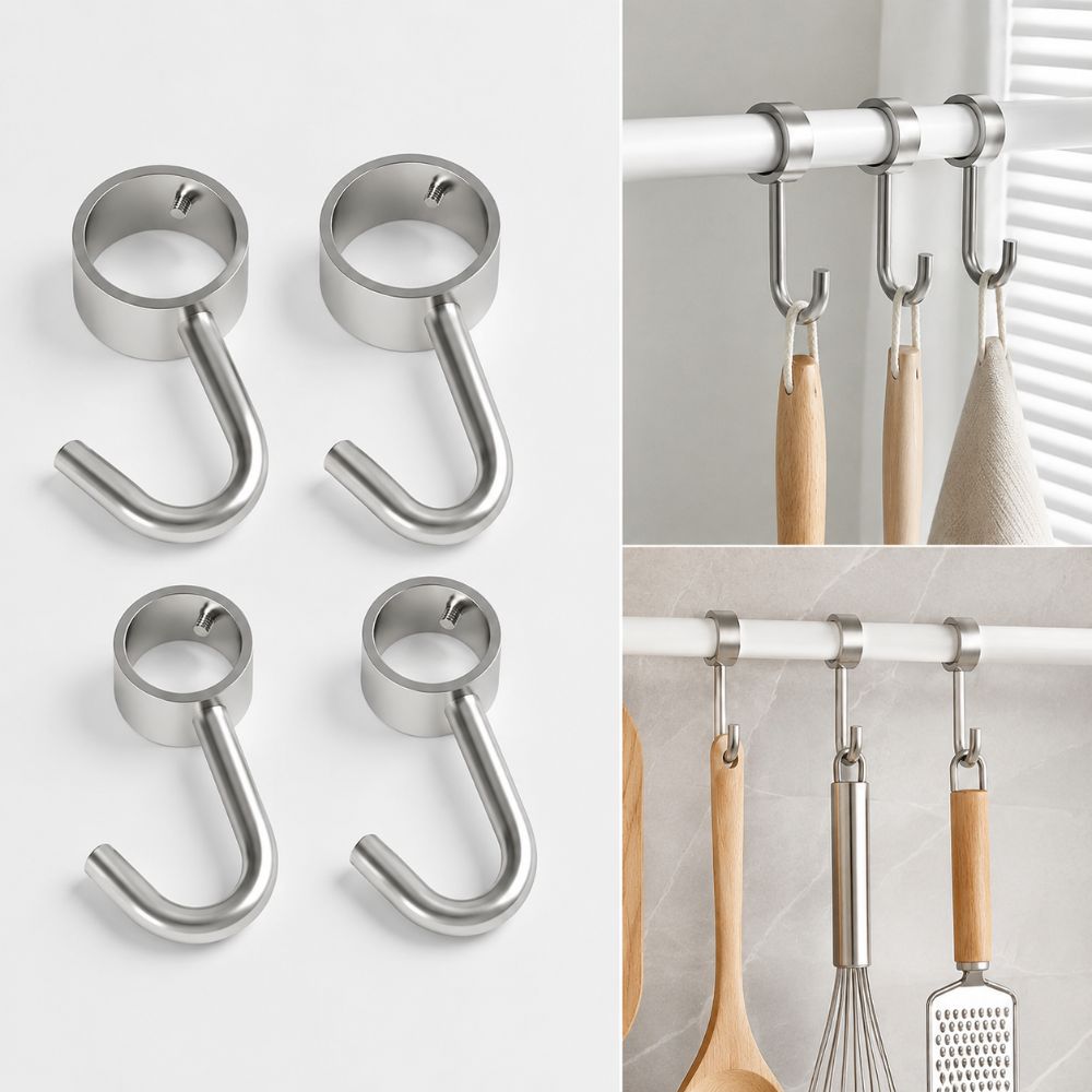 4pcs Rod Mount Pipe Hook Hanger Stainless Steel Hanging Pipe Hook Durable Tube Rod Hook Home