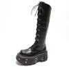 Длинные сапоги женские готические туфли на платформе сапоги до колена панк черные сексуальные мотоциклетные сапоги 2024 новые женские сапоги для косплея на Хэллоуин