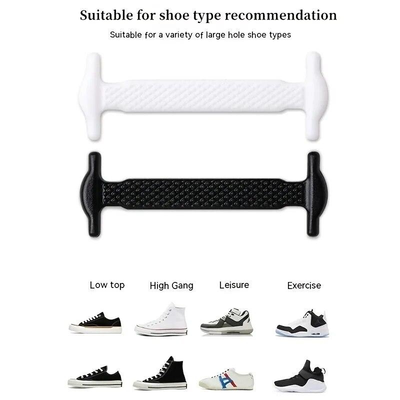 16 шт. силиконовых эластичных шнурков без завязок в форме буквы Т, набор ленивых шнурков для бега для взрослых, регулируемая удобная посадка, многоцветный