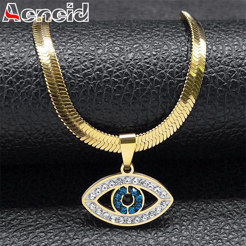 1 шт. Винтажные хрустальные ожерелья-чокеры с изображением злого демонического глаза для женщин из нержавеющей стали с золотым покрытием, ювелирные изделия, ожерелья