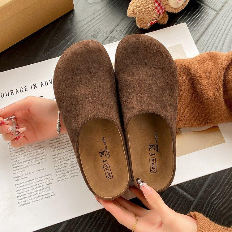 Lazy Shoes French Retro Outer Wear Boken Shoes Slippers One Pedal Versatile Casual Half Drag Early Spring New Bag Head Drag