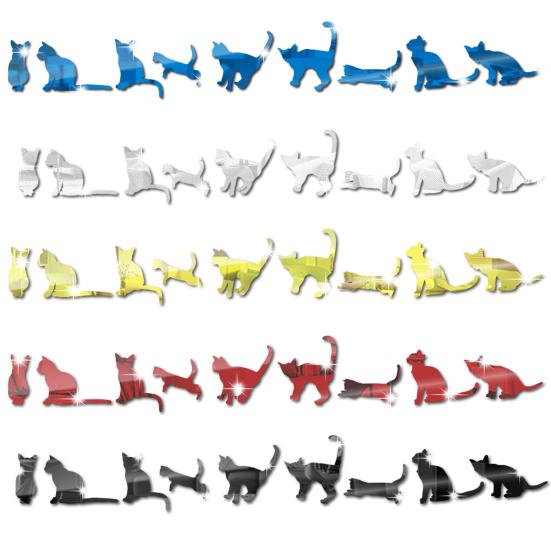 9шт/набор многоразовые наклейки на стены самоклеящиеся модные 3D-эффект наклейки на окно для кошек