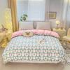 Cartoon Strawberry Rabbit Printed Duvet Cover Kawaii 100% Cotton Quilt Cover for Kids Boys Girls Skin-friendly Soft Bedding