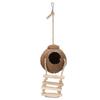Parrots Hanging Natural Coconut House with Ladder Bird Hamster Cage Swing Nest ToyHairy Coconut