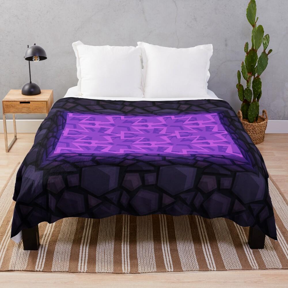 Obsidian Nether Portal - PureBDcraft Throw Blanket