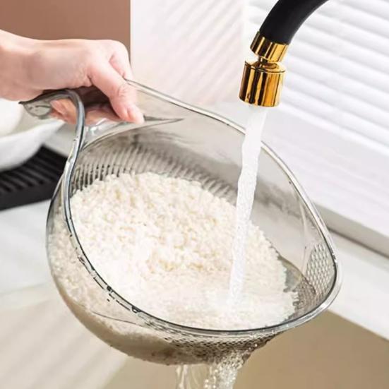 Multi-functional Drain Basket with Handle Thick Stable Large Capacity Hollow Transparent Fruit Vegetable Washing Draining Bowl Kitchen Drainage Basket