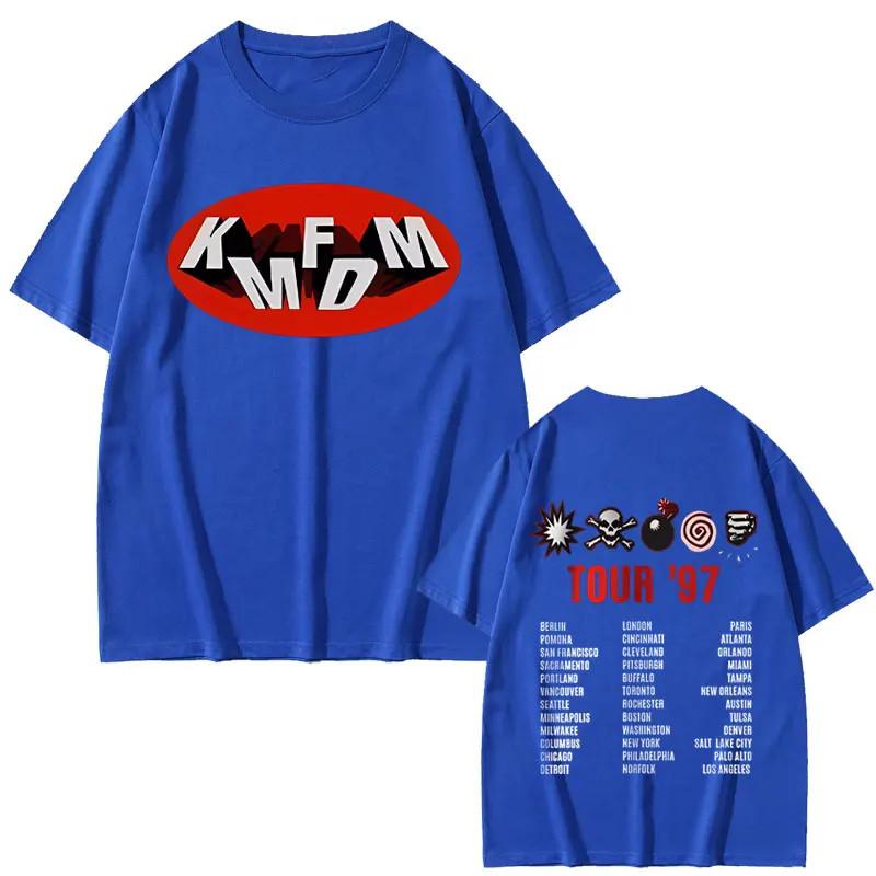 Футболка Rock Band Kmfdm Tour 97 Хлопок Синий Все Размеры Для Мужчин SE505 Унисекс Футболка
