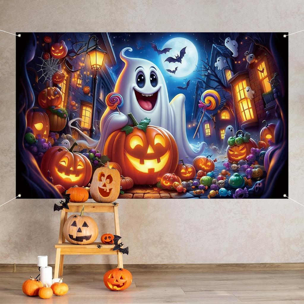 494. Halloween Backdrop,Ghost Pumpkin Decorations for Home Decor