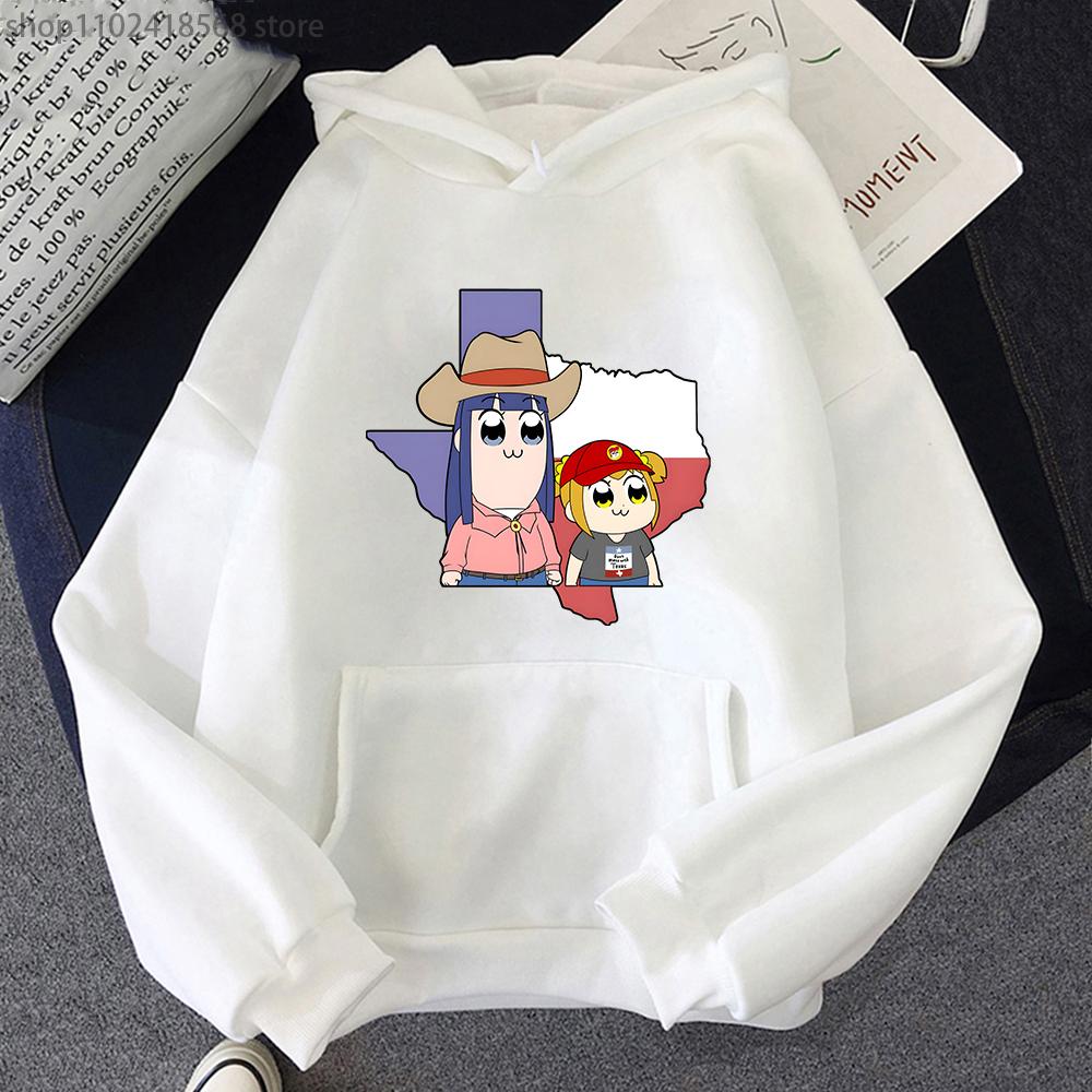 Cartoon Print Pop Team Epic Hoodie Pipimi and Popuko Graphic Sweatshirt Hip Hop Pullover Female Streetwear Harajuku Unisex Hoody
