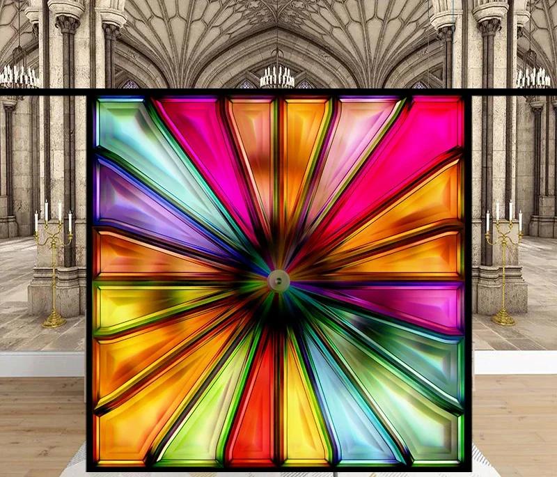 Наклейки на витражные окна, пленка для приватности, церковный стиль, статическое прилипание, декоративные матовые пленки для окон, индивидуальный размер