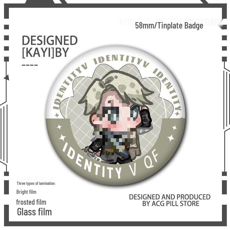 Identity V Q Version Fanmade Badges: Antique Dealer, Fisherman, Emblems, Embalmer, Prisoner, Perfumer, Laser Grains.