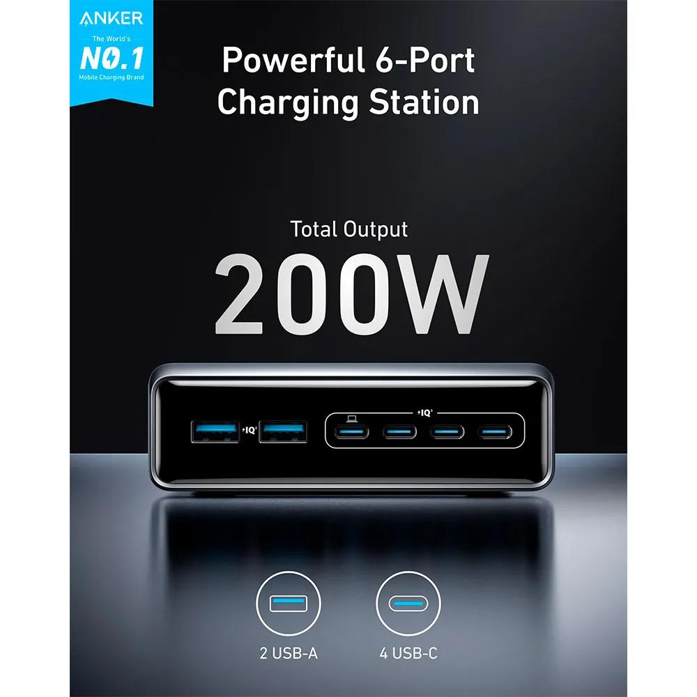 Anker Prime Phone Charger 200W 6 Ports Black