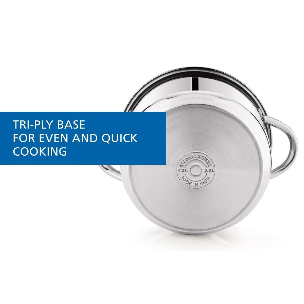 Кастрюля-пароварка из нержавеющей стали 4 л со стеклянной крышкой, подходит для индукционных плит, можно мыть в посудомоечной машине, для приготовления овощей, рыбы, кухонный предмет первой необходимости