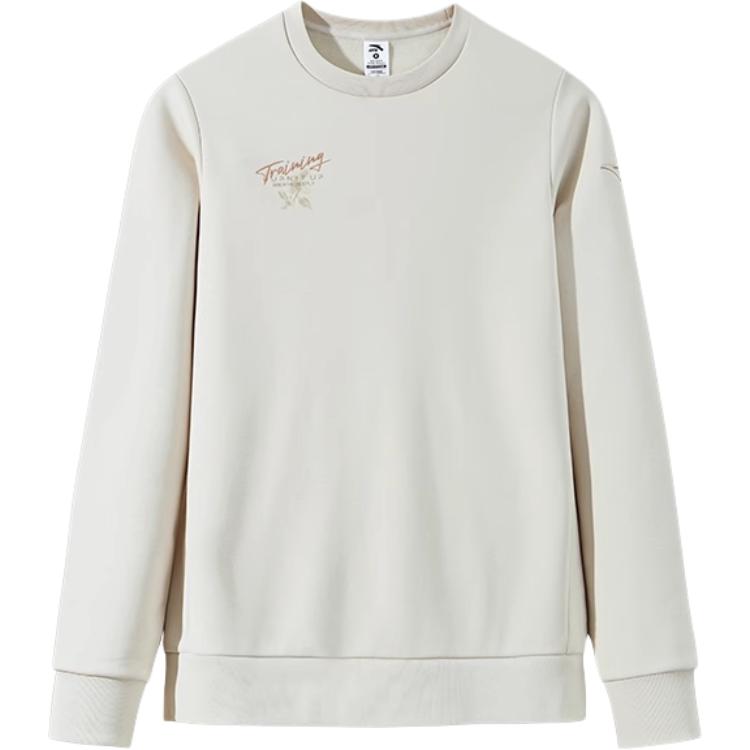 Anta Comfortable Breathable Versatile Fleece Thickened Warm Sweatshirt Women Sweatshirt White-Tea 162447724N-2