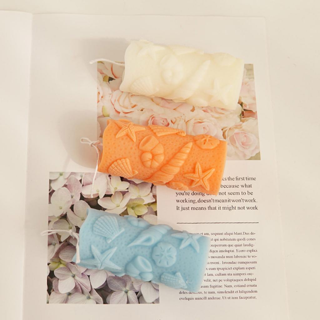 Starfish Cylinder Candle Molds 3D Seashell Candle Resin Silicone Moulds for DIY Gypsum Baking Mould Fondant Decorations