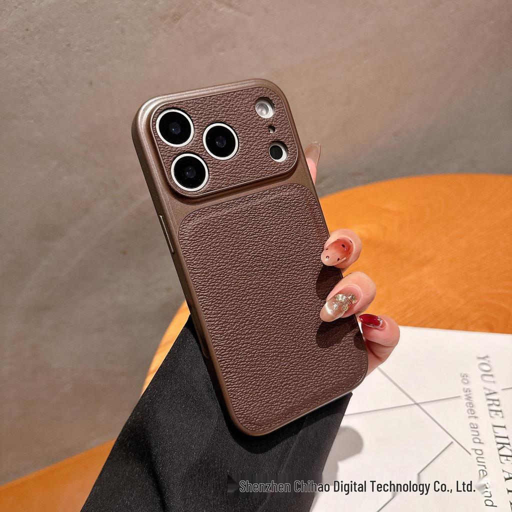 Чехол для iPhone 17 Pro Max с узором «Личи»: Простой Точный Дизайн Отверстий, Противоударный ПК для Apple 16