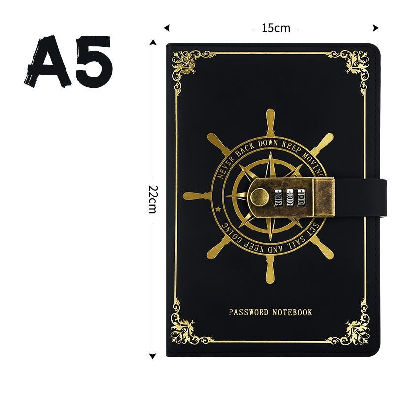 New A5 Retro Password Notebook With Lock Diary Book Student Notebook Vintage Notebook Sub-Password Lock Notebook Supplies
