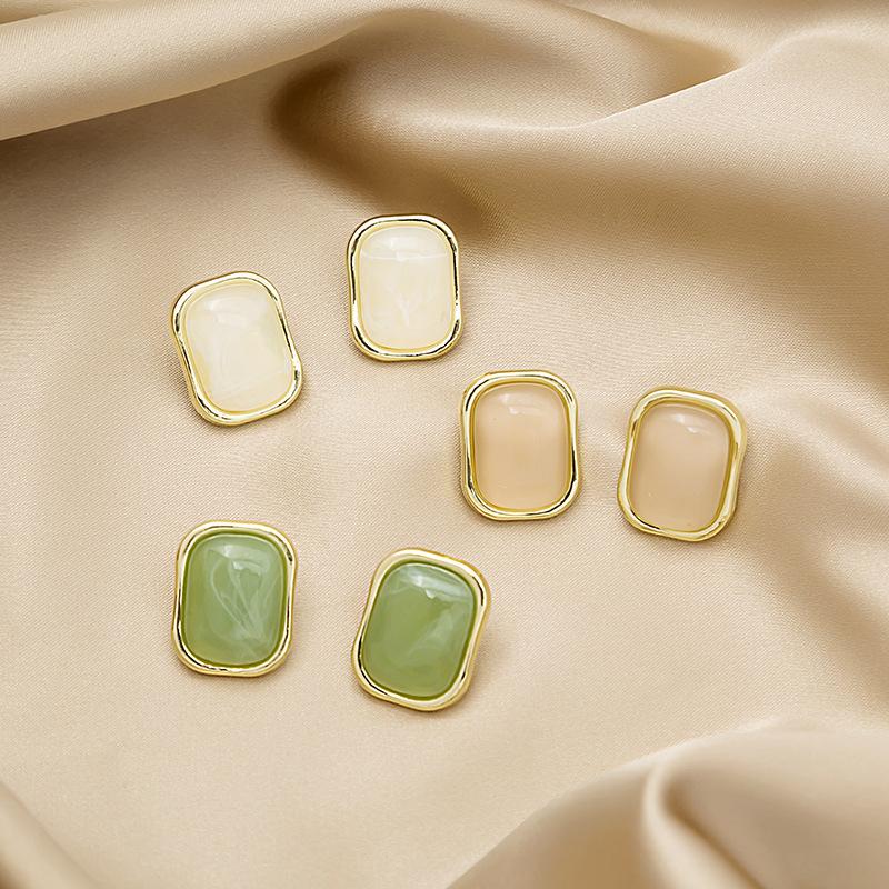 Pinkdudu Корейские простые квадратные серьги-гвоздики из зеленой смолы, романтические модные 3 цвета, геометрические серьги из смолы для женщин, подарки PD1362