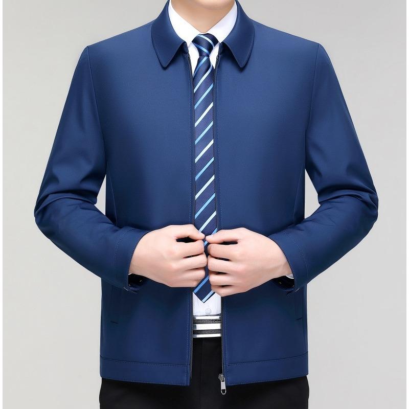 Мужская куртка из шелка с лацканами из шелка для руководства, весна и осень, новая повседневная куртка для среднего и пожилого возраста, универсальная одежда для папы