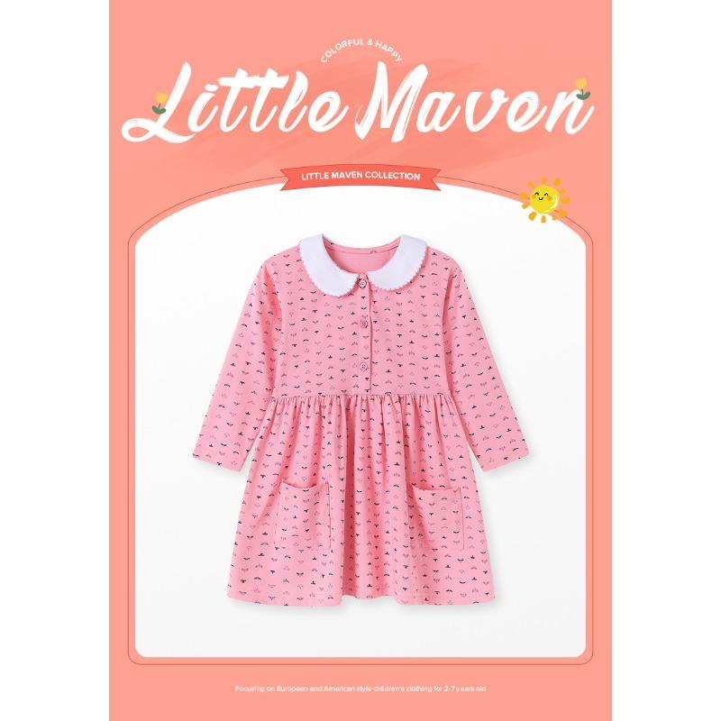 European and American Style Girls' Dress, Autumn Cartoon Long Sleeved Children's Dress, Foreign Trade Children's Dress