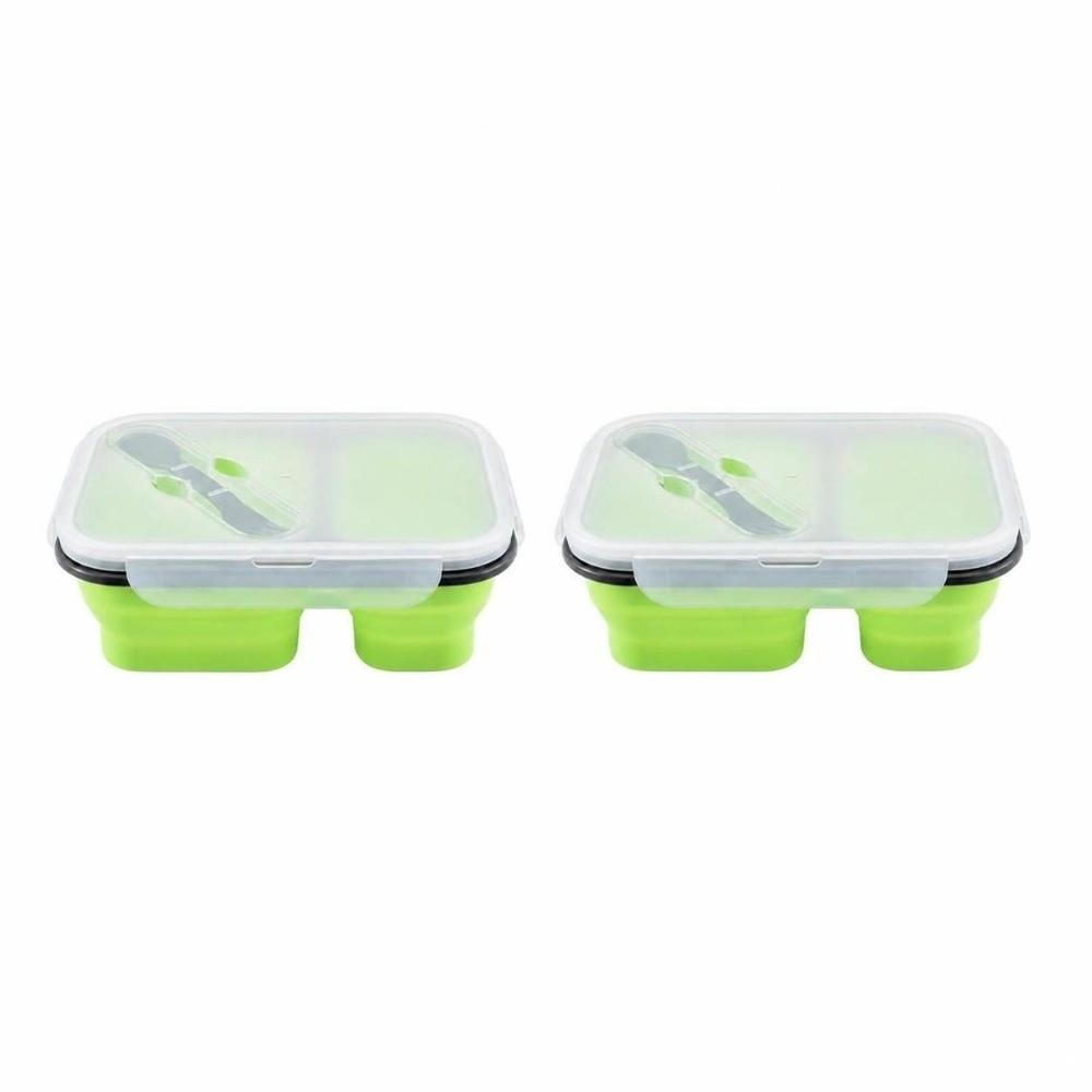 2PCS Silicone Collapsible Lunch Box 1000ml Portable Storage Bowl For Outdoor Travel