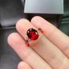Trendy Open Garnet Ring: Simple Red Gemstone Design for Women