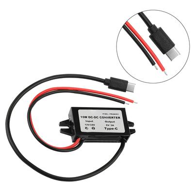 Высокоэффективный преобразователь 12В/24В в 5В USB C Пластиковый понижающий преобразователь Автомобильный источник питания Пластик для транспортных средств
