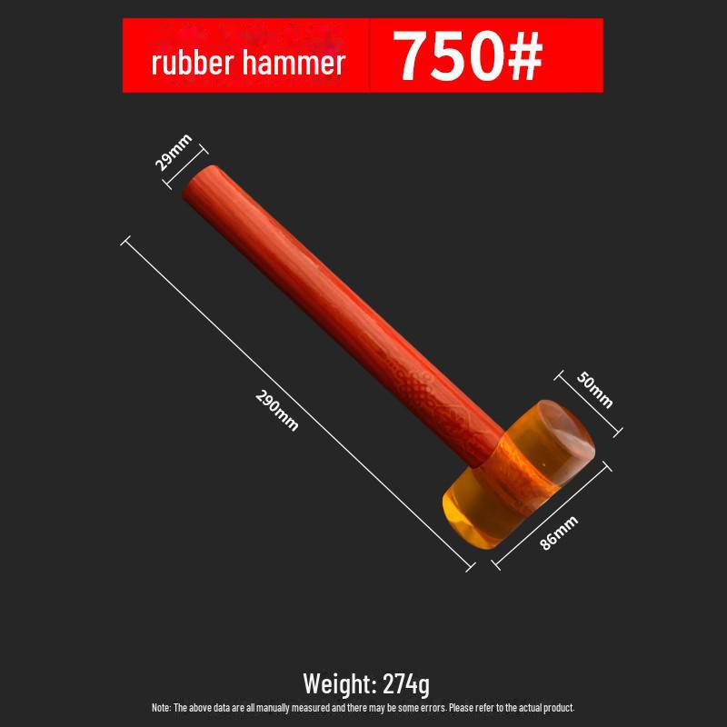 Прозрачный резиновый молоток с деревянной ручкой — идеально подходит для укладки плитки, мрамора и пола