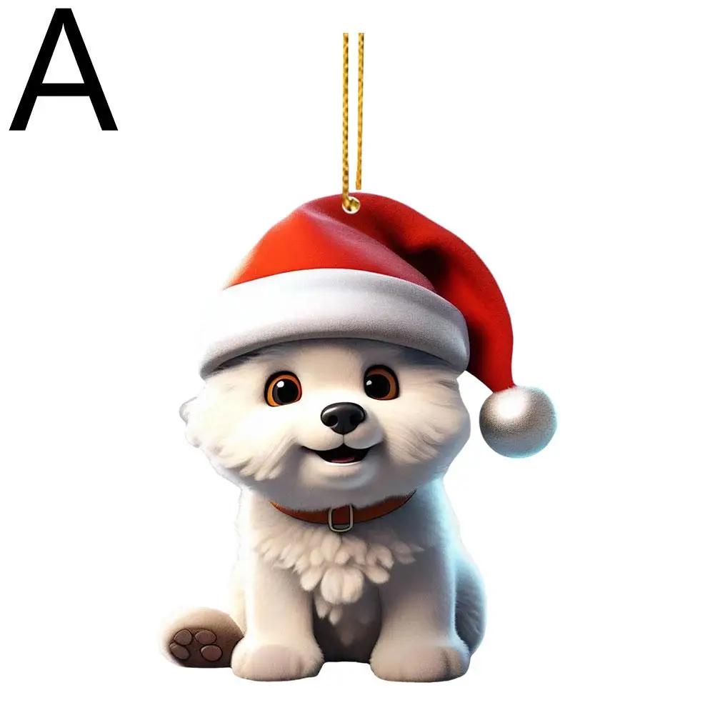 Рождественское современное украшение для дома 2D акриловые мультяшные украшения собака мультяшная милая подвеска на елку De Christmas Navidad Christmas C9F6