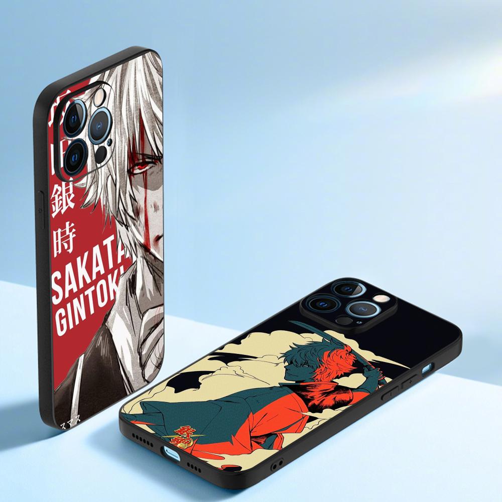 Чехол для телефона GinTama Classic japan anime pattern Для iPhone 17 16 16e 15 14 13 12 Plus Mini Pro Max Мягкий черный Ударопрочный чехол